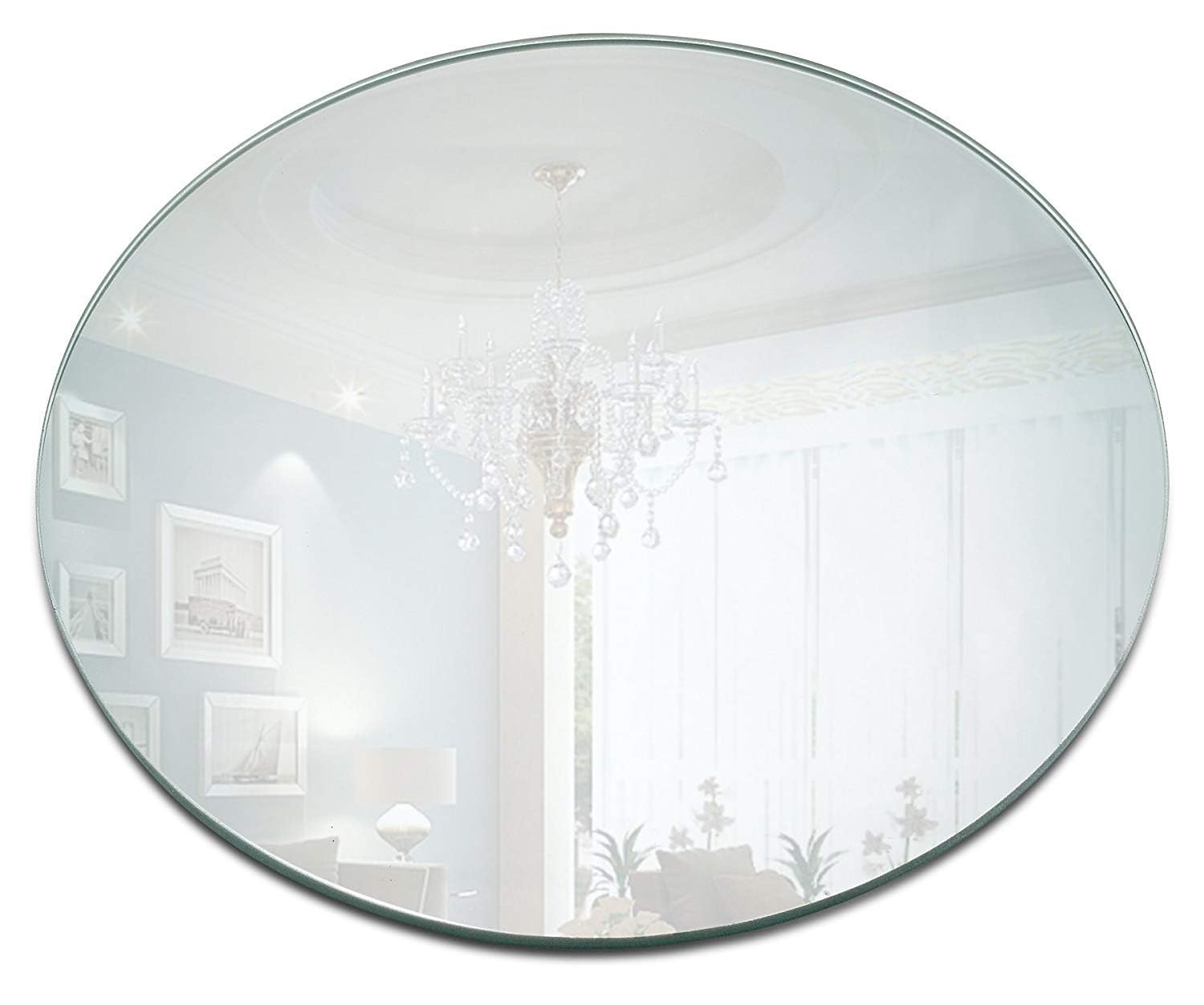 Photo 1 of 10 Inch Round Mirror Plate, Set of 12-1.5mm Thick Glass Plate Mirror Tiles w/Smooth Edges - Perfect Candle Wedding Centerpiece Table Decorations, Home Accent Wall Decor, & More - PARNOO