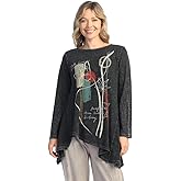 Jess & Jane Women's Mineral Washed Asymmetric Hem Cotton Slub Top - M119