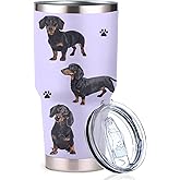 Subvise Dachshund Tumbler Stainless Steel Insulated Travel Coffee Cups with Lid and Straw,Ideal Gift for Dog Dad/Mom