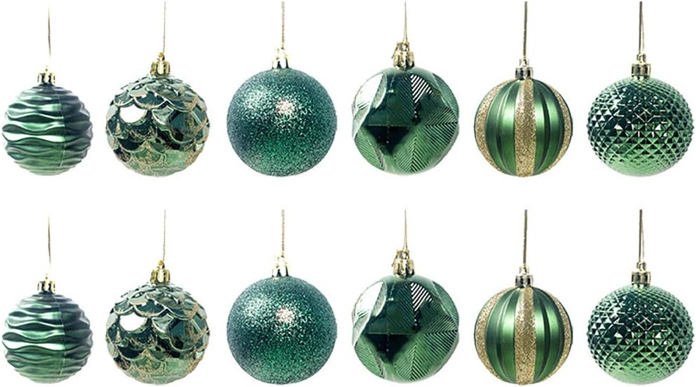 Hohaski 12PCS Christmas Tree 6cm Ball Bauble Hanging Home Party Ornament Decor, Christmas Ornaments Advent Calendar Pillow Covers Garland Tree Skirt Gift Bags DIY