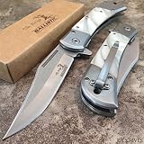 8.5" ELK RIDGE BALLISTIC Spring Assisted Open Folding Pocket Knife WHITE PEARL