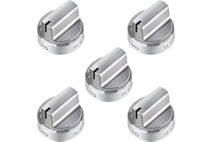 TURNEGOO WB03X24818 Gas Stove Knobs Stainless Steel Look Plastic Range Burner Control Knobs, Compatible for GE Range Gas Stove Knob, Replacements PS11729081(5packs)