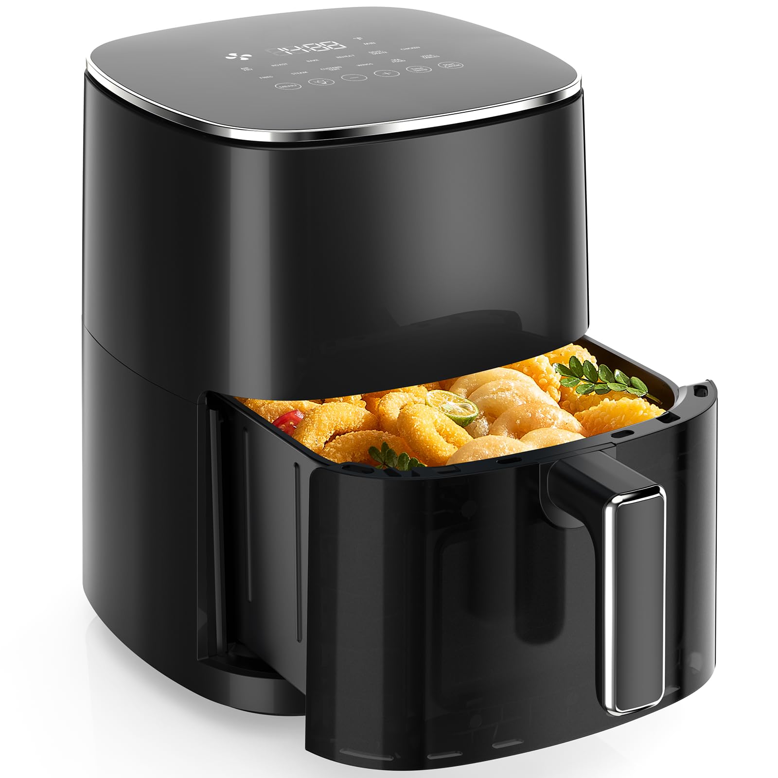 Sweetcrispy 6QT Air Fryer with Window, Square Airfryer Oven 12-in-1 for Family, 400°F Rapid Air Crispy Technology, Roast Bake Dehydrate, Nonstick & Easy-Clean Basket Image