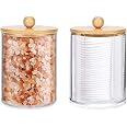 2-Pack Clear Glass Apothecary Jars With Lids - Q-Tip & Cotton Ball Holders (Iridescent)