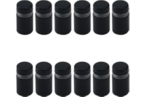 Antrader 12 Pack Stainless Steel Glass Standoff 1/2" x 3/4", Wall Mount Standoff Holder Screw Advertise Fixing Nail Sign Mounting Hardware, Matte Black