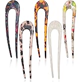LXUEJIE 5 Pcs French Hair Pins, U-Shaped Acetate Chignon Pin French Twist Hair Pin Fork Updo Chignon HairPins Tortoise Shell U Shaped 2 Prong Hairs Sticks for Women Hairstyle Accessories