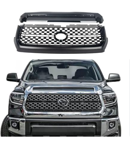 KARPAL Gloss Black Grille & Hood Bulge Molding For Toyota Tundra 2014-2020 (Set Of 2)