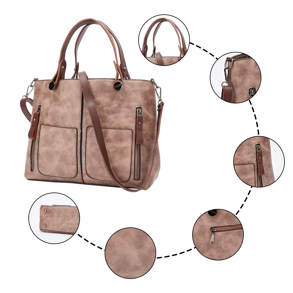 Women Bag Stylish Top-Handle Handbags Lady Fashion Big Purse Shoulder Crossbody Bags (Pink)