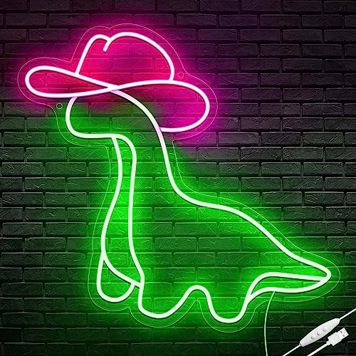 iPuppy Cowgirl Dinosaur Neon Sign, Cowboy Dinosaur