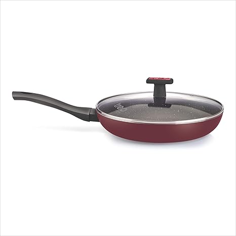 Treo by Milton Granito Induction Fry Pan with Lid, 22 cm, Burgundy