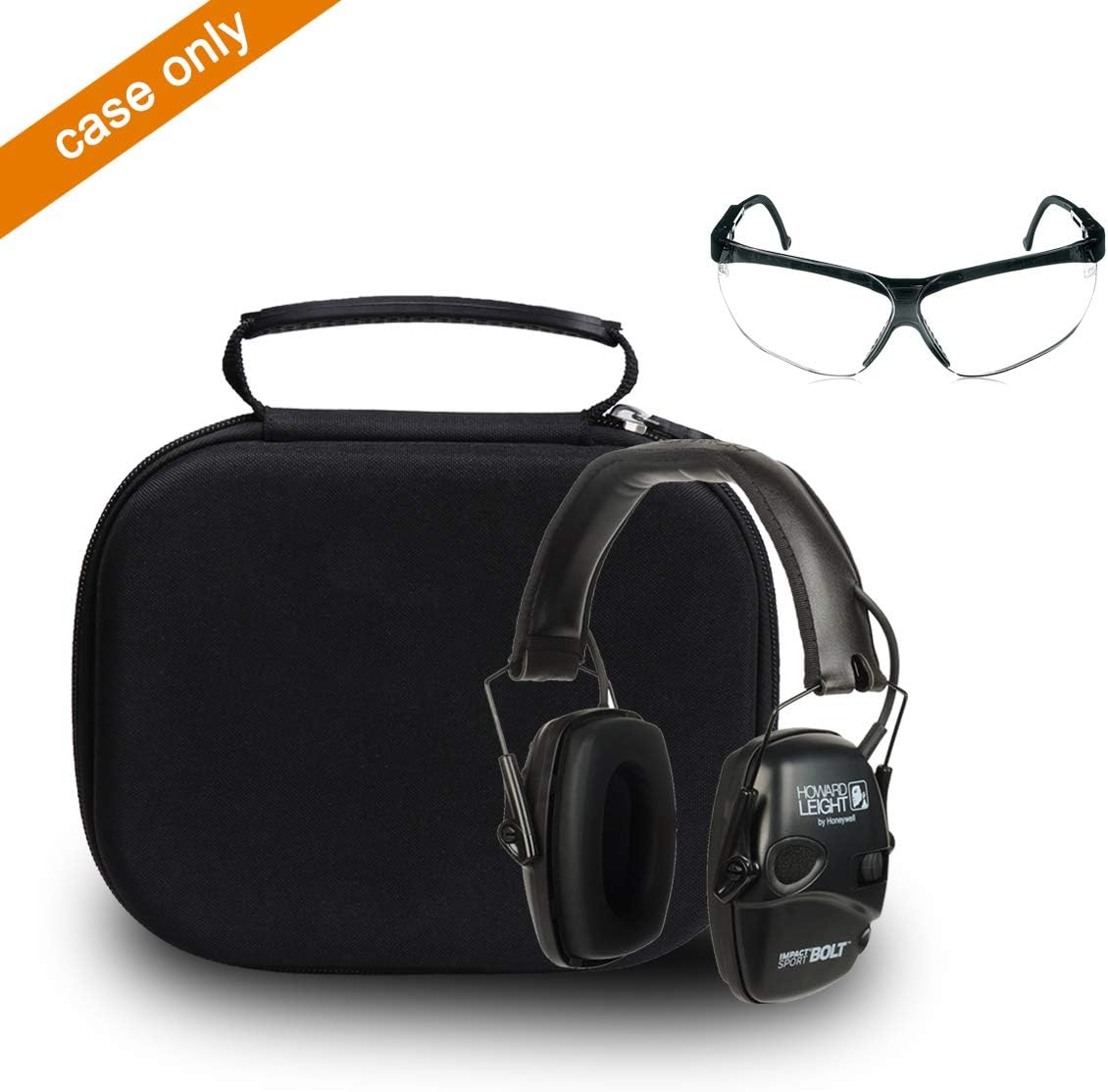 Aproca Hard Storage Travel Case Compatible with Howard Leight by Honeywell Impact Sport Sound Amplification Electronic Shooting Earmuff and Genesis Sharp-Shooter Safety Eyewear Glasses(black): Electronics