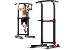 ZENOVA Pull Up Bar Dip Bar Squat Rack Workout Dip Station Height Adjustable Free Standing Chin Up Bar