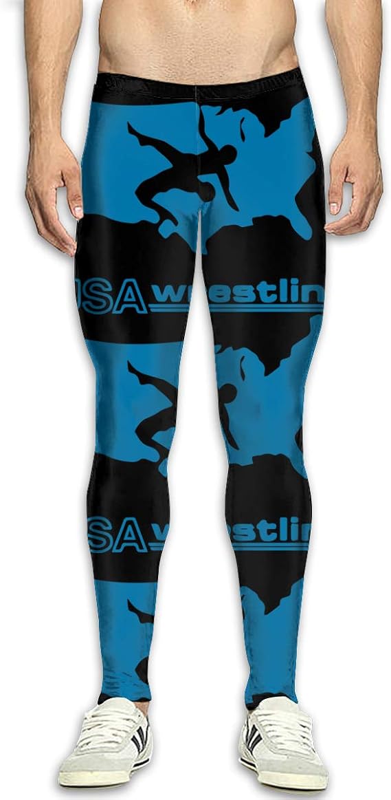 OIIH080 USA Wrestling Mens Compression Tights Baselayer Dry Cool