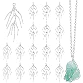 NBEADS 20 Pcs Branch Shape Prong Pendant Settings, Blanks Claw Pendant Tray Handmade Bezel Trays Brass Beads for DIY Crafs Necklace Jewelry Making, Silver