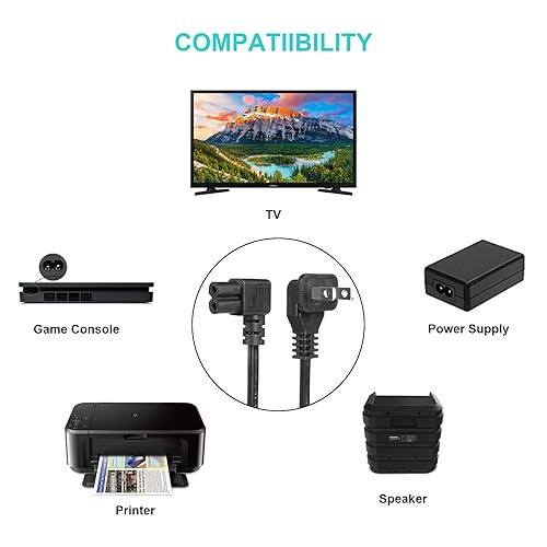 AC Power Cord Compatible with Samsung TV, Ft 90 Degree Angled