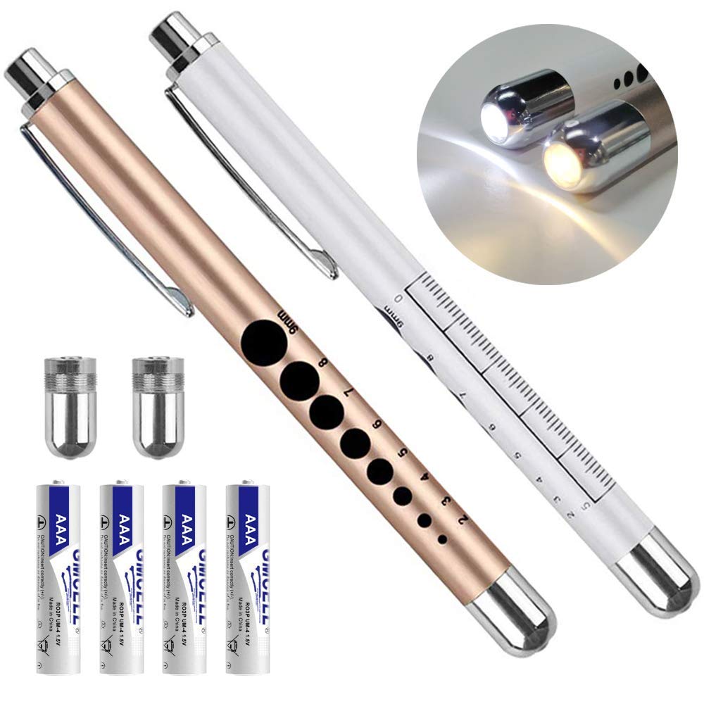 CAVN Diagnostic Medical Penlight Pen Torch (2 Packs), Reusable LED