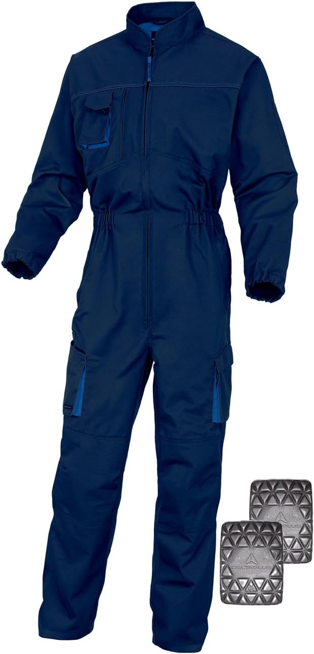 DeltaplusDelta Plus M2CO2 MACH2 Mens Kneepad Pocket Workwear Overalls Coveralls Boilersuit with Kneepads (Navy/Royal, L)