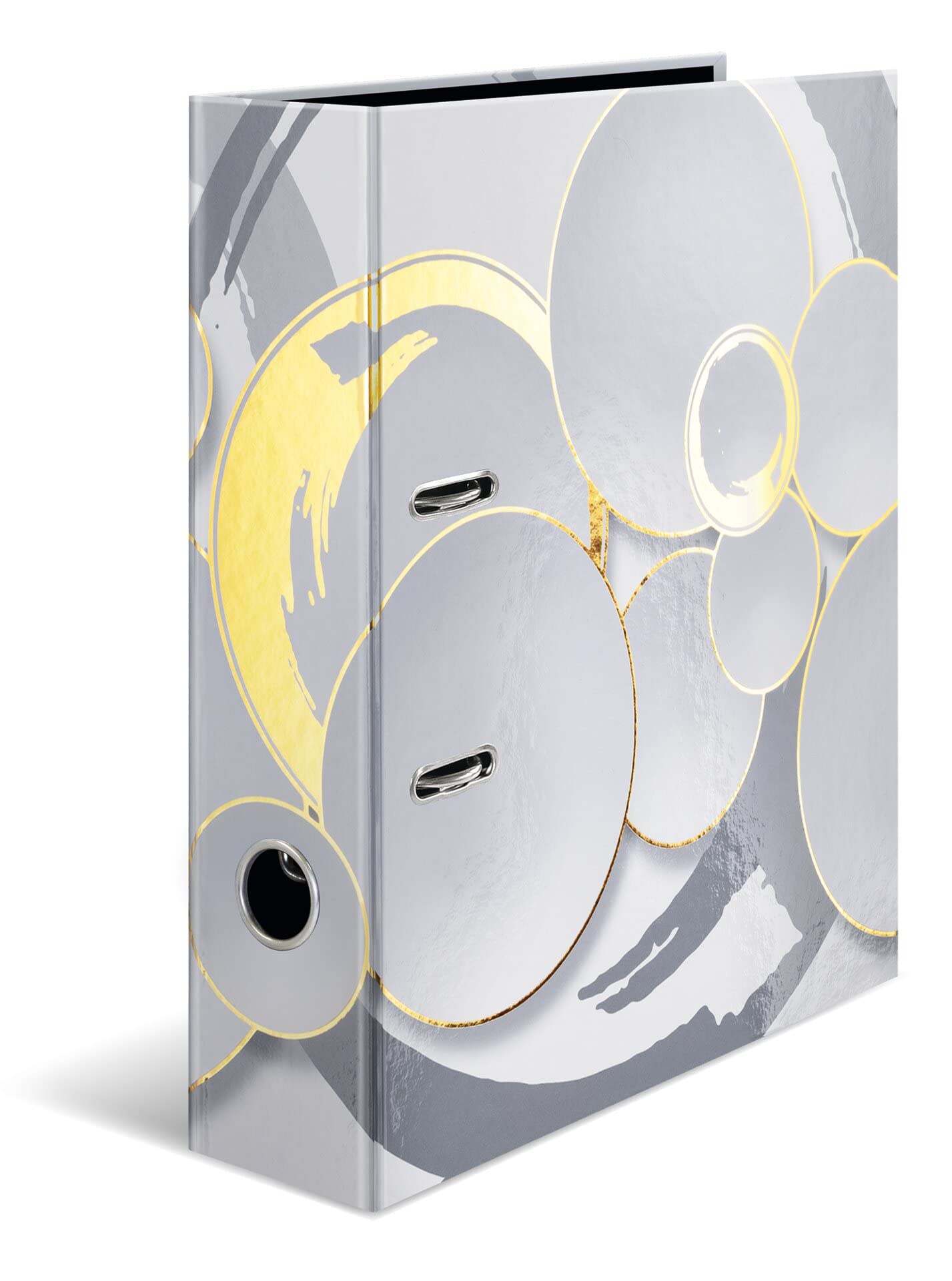 HERMA 7014 Folder A4 Glossy Circles, 7 cm Wide, Cardboard Folder with Glitter Finish for School and Office, Sturdy Children's Ring Binder Made of Cardboard for Boys and Girls