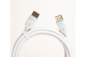 Pacroban DisplayPort 1.4 Cable, 8K 60Hz, 4K 120Hz, HDR, Cotton Braided - 6ft DisplayPort to DisplayPort White | Ideal for Laptop, PC, Gaming Monitor, Projector, TV