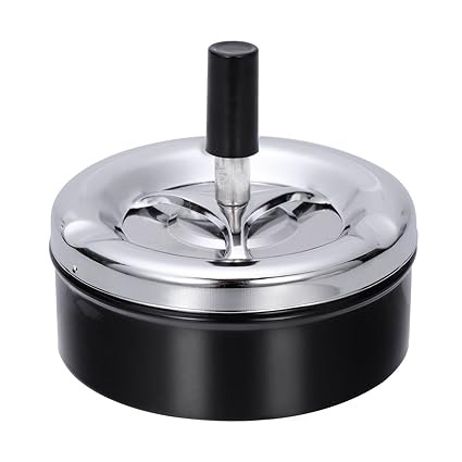 Push Down Cigarette Ashtray Tabletop Ashtray with Spinning Tray Ash Tray