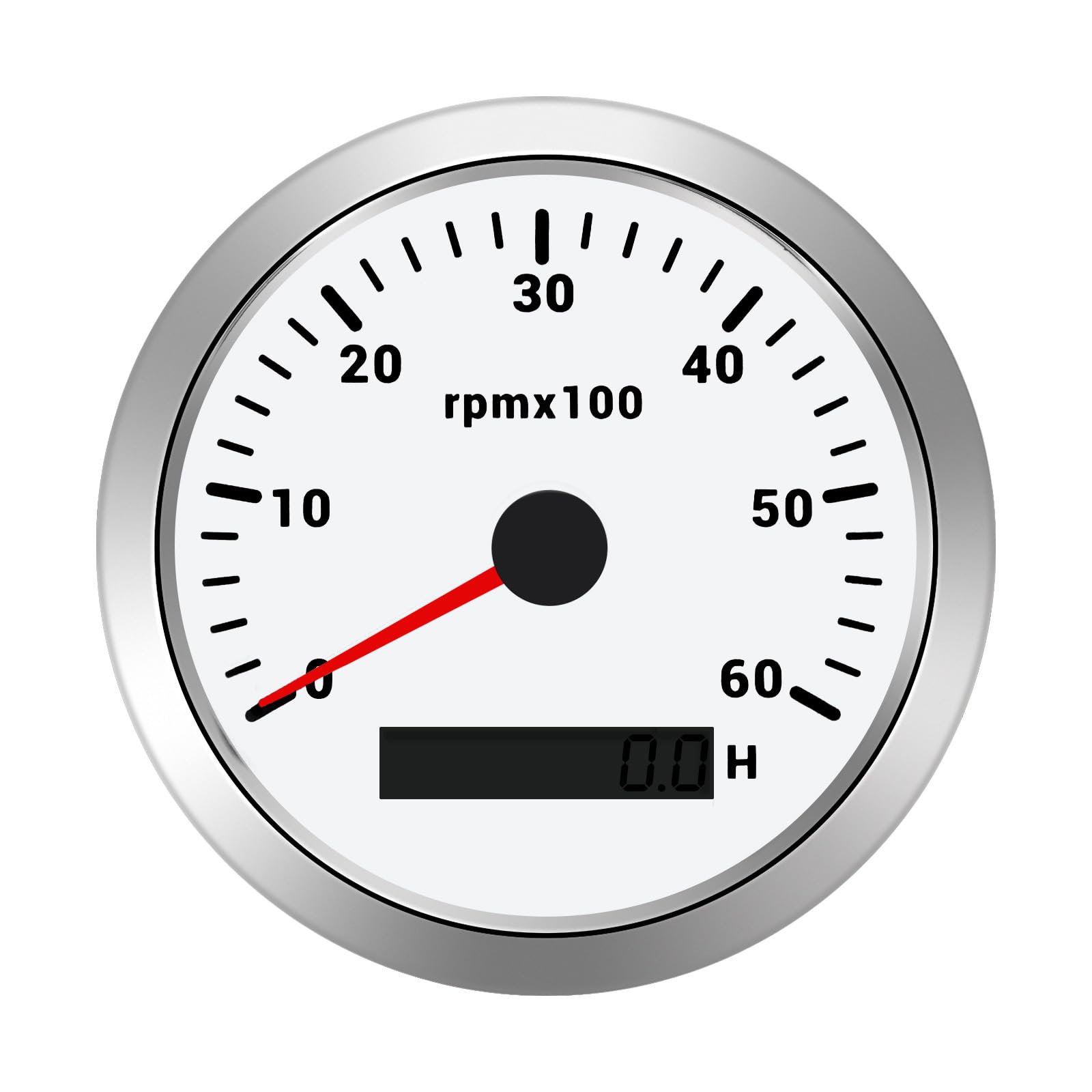 Photo 1 of Geloo 85MM Boat RPM Tachometer Gauge 0-6000 RPM Tacometro Meter Replacement for Auto Truck Car - 7 Colors Backlight LED Display 9-32V 3-3/8" (White)