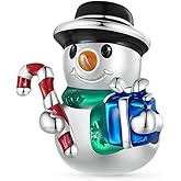 GNOCE Christmas Snowman Charm Sterling Silver Bead Christmas Charm Fit Bracelet/Necklace for Women Wife/Jewelry Gift