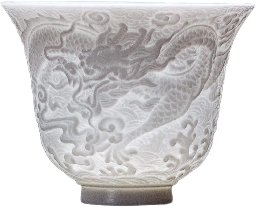 DHASJ Porcelain Crafts Jingdezhen Carving Longteng Sihai Master Cup Cover Bowl Cup Cup Cup Kung Fu Tea Set Single Cup Gift Cup Tea Cup, Longteng Sihai