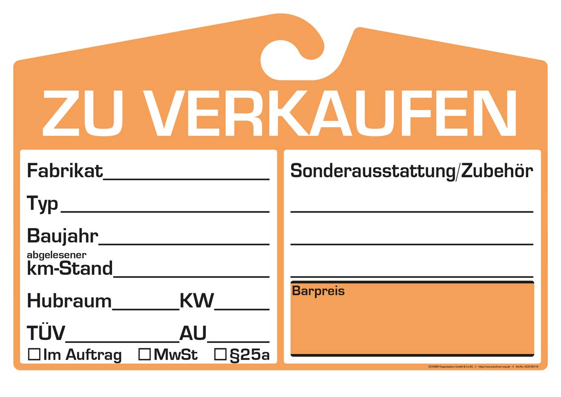 25x Kfz Verkaufsschild Zur Befestigung Am Innenspiegel Orange Analoge Anzeige Auto Motorrad Merchandiseprodukte Ayurvedanetworkbhu Com