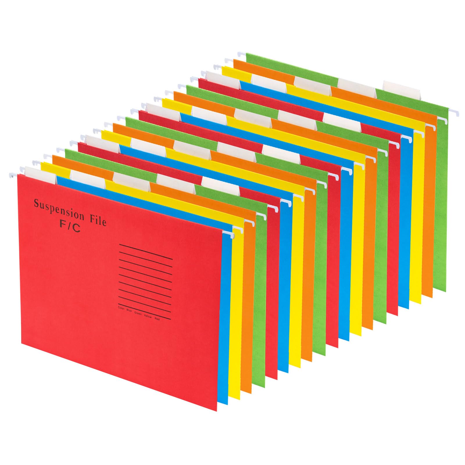 GUOKOFF Foolscap Suspension Files, 20PCS Filing Cabinet Suspension File with Tabs and Inserts, FC Hanging Filing Folders, Filing Cabinet Dividers, Assorted Colours