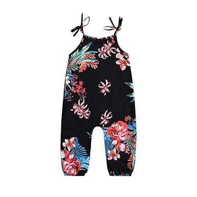 LUCKDE Jumpsuit Mädchen, Bodysuit Sommer Playsuit Boho Babystrampler Strampler Set Spielanzug Overall Schlafanzug Schlafstram