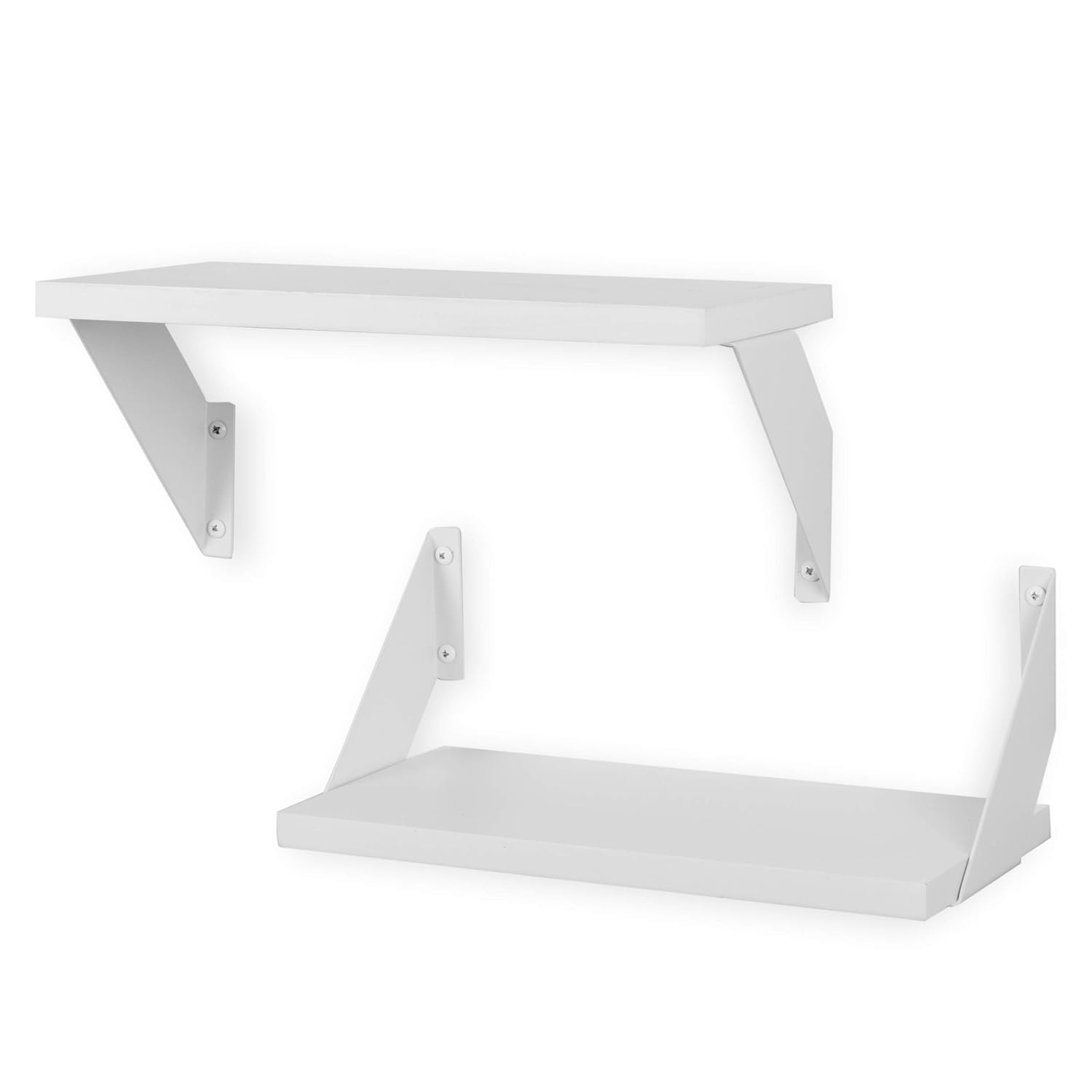 Wallniture Cove 2-Piece Rustic and Modern Home Decor Floating Shelves Wall Mounted Wood Wall Storage Shelves for Living Room, Bedroom, Kitchen and Bathroom, White