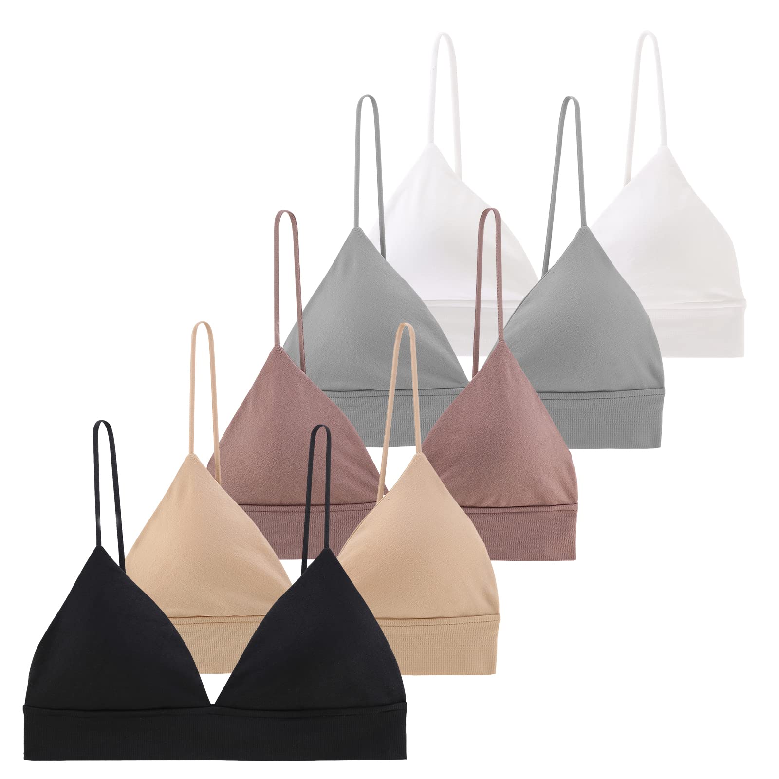 Photo 1 of ***4 missing*** INIBUD Bralette for Women Triangle Cups Removable Padded Wire Free Pull On Closure (as1, Alpha, s, Regular, Regular, 5 Pack)