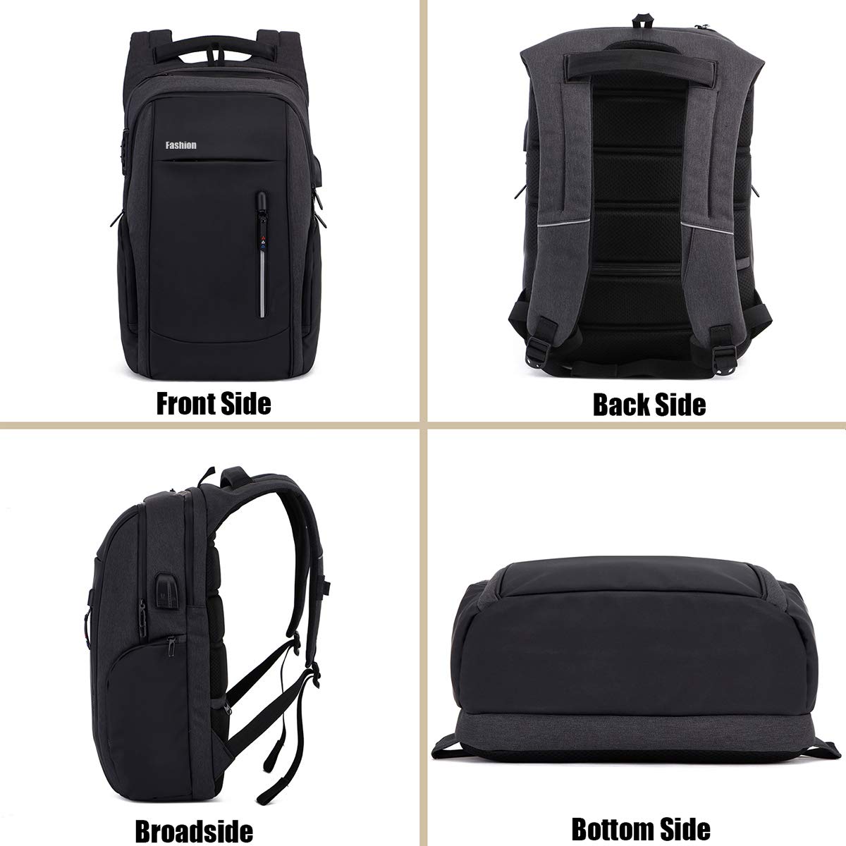 Xnuoyo Laptop Zaino Antifurto, 17.3 Pollici Impermeabile Zaino Porta PC con Porta USB di Ricarica Interfaccia Cuffie Zaino da Viaggio per Il Viaggio per Notebook Tablet da 12-17 Pollici, Nero