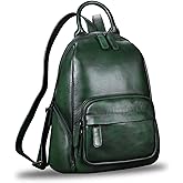 IVTG Genuine Leather Backpack for Women Vintage Handmade Satchel Knapsack Retro Leather Rucksack Designer Daypack (Green)