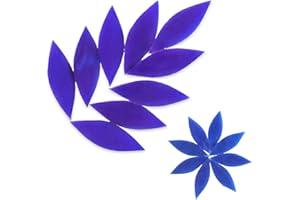 OAKBUD 1.1x2.5 cm Glass Mosaics Pieces Stained Glass, Assorted Colors and Petal Leaves Shapes, 80pcs/100g (Dark Blue)