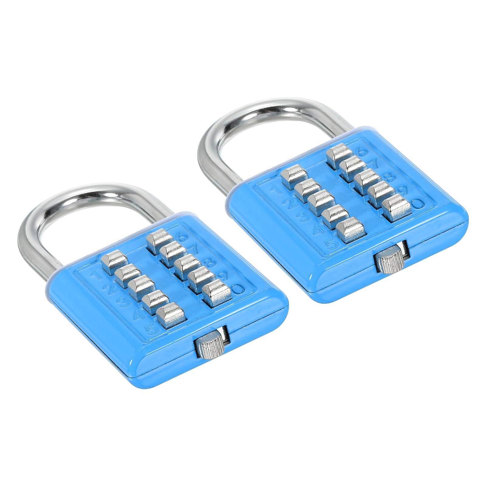 PATIKIL 10 Digit Button Combination Padlock, 2 Pack 5 Position Locking Mechanism Push Button Security Digital Lock for Gym Sports Locker Cabinet Toolbox, Blue