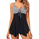 Aqua Eve Womens Tankini Bathing Suit with Shorts Two Piece Tummy Control Swimsuit Flowy Swimwear Top
