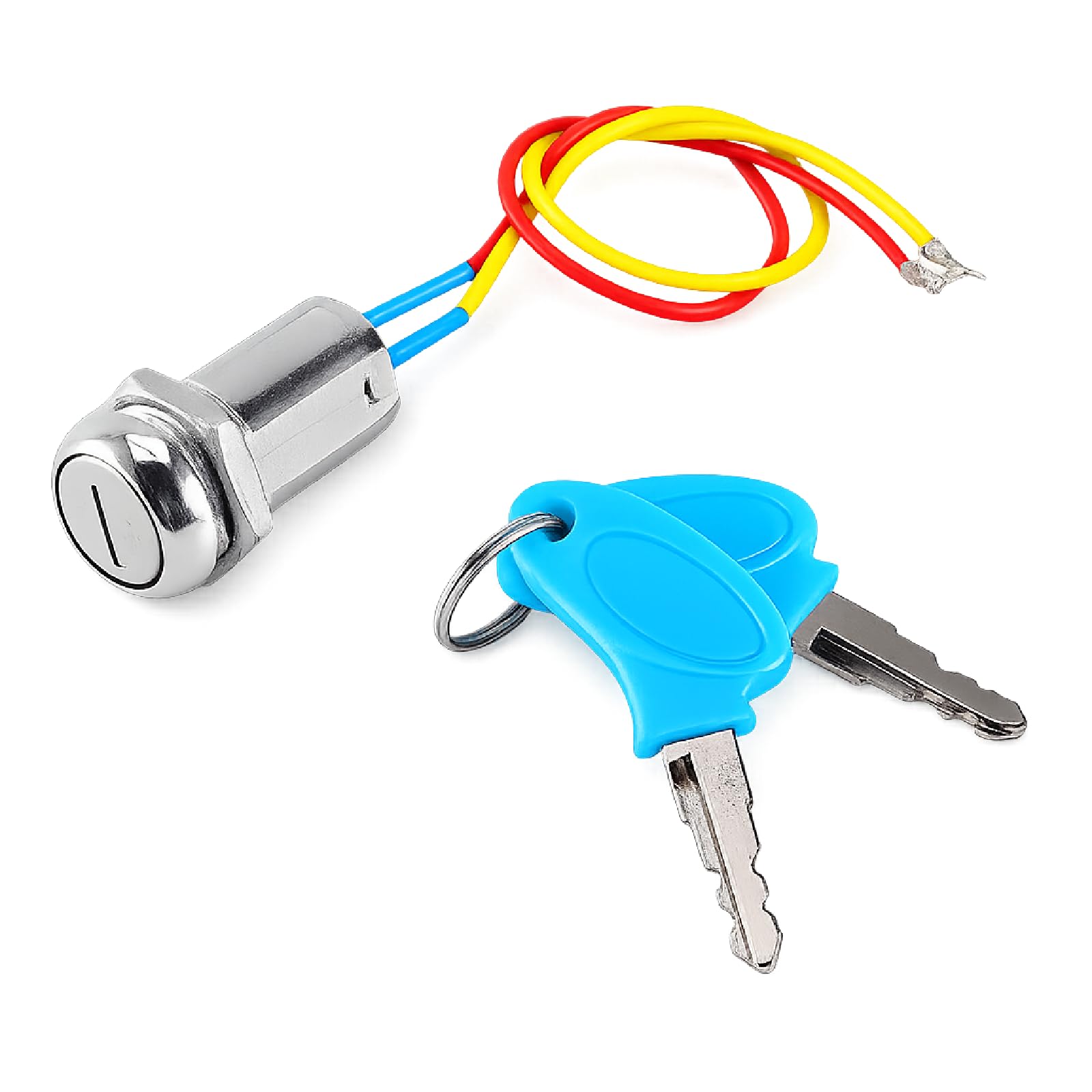 Keenso 2 Wire Ignition Key Switch, Universal Motorcycle Ignition Starter Switch Ignition Switch with Key for Scooter, ATV, Karting, Folding Electrombile