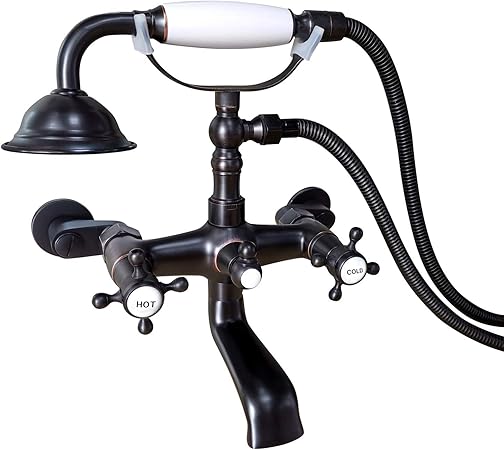 Clawfoot Bathtub Faucet Wall Mount With Hand Held Shower Faucet