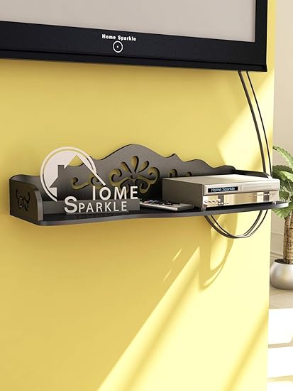 Home Sparkle Carved Engineered Wood Wall Shelf (60 cm x 23 cm x 14 cm, Black, Sh1010)