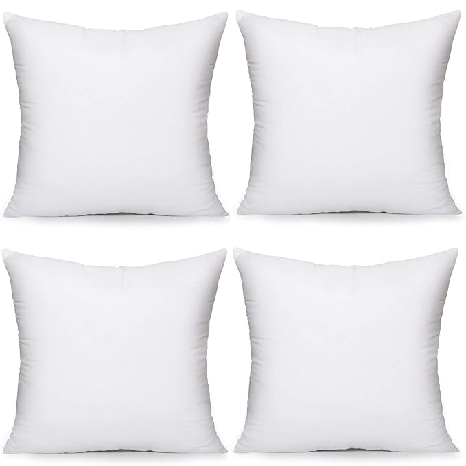 MoonRest Pack of 4 Synthetic Down Pillow Insert, Square Pillow Form