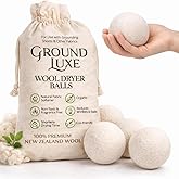 Premium New Zealand Wool Dryer Balls - 6-Pack, 100% Organic, Hand-Felted, Reusable, Reduce Drying Time - Natural Fabric Softening, Wrinkle &amp; Static Reduction