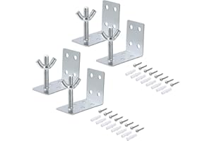 4Pcs Roman Shade Brackets, Silver Mounting L Bracket and Wingnut Wall Mount Brackets for Inside Woven Wood Bamboo Fold Shade 