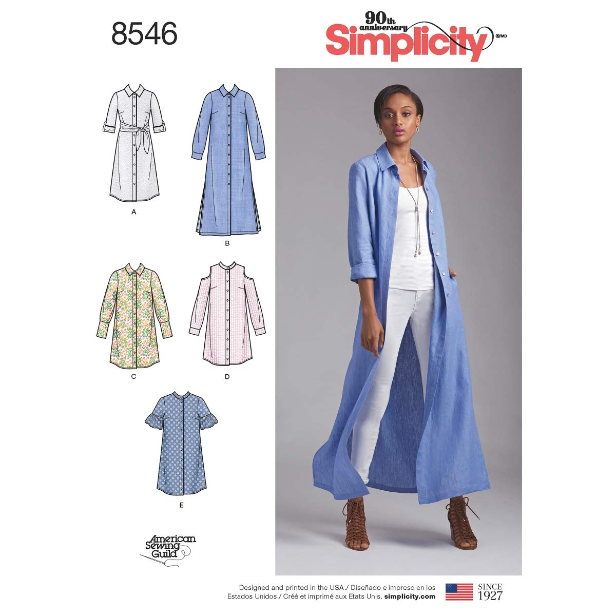Simplicity Pattern 8546 Women’s / Petite Women’s Shirt Dresses, H5 (6-8-10-12-14), White