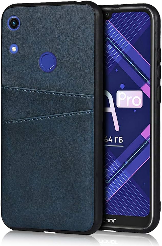 Wallet Case for Huawei Honor 8A Pro PU Leather Slim Fit Protective Phone Back Cover with 2 Card Slots Phone case(Blue)