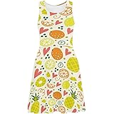 INTERESTPRINT Women's Casual Tank Dresses Citrus Orange Lemon Scoop Neck Sleeveless Sundresses (XS-3XL)
