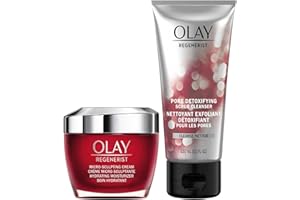 Olay Face Wash Regenerist Advanced Anti-Aging Pore Scrub Cleanser (5.0 Oz) and Micro-Sculpting Face Moisturizer Cream (1.7 Oz) Skin Care Duo Pack, Total 6.7 Ounces