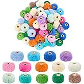 PH PandaHall 84pcs Pom Pom Beads for Pen Making, 14 Color Soft Pen Focal Beads 20mm Decorative Cute Plush Ball Bead Pompom Fuzzy Spacer Bead for Keychain Bracelet Christmas DIY Craft Jewelry Making