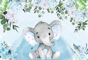 Amazon Com Aosto 7x5ft Elephant Boy Baby Shower Backdrop Blue