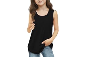Summer Tank Tops for Girls Sleeveless Crew Neck Athletic Undershirt Casual Cute School Comfy Tops Solid Loose Shirts